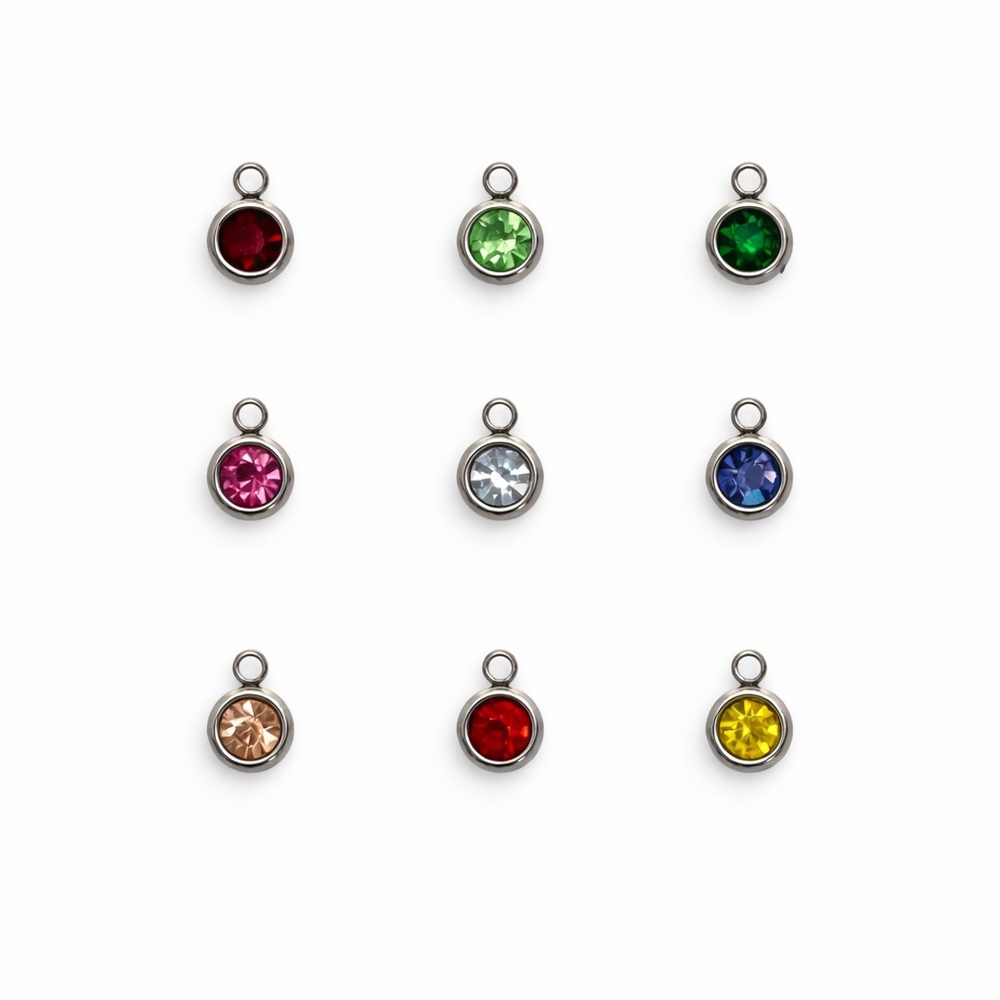 Multicolor Crystal Charm | Silver | Stainless Steel